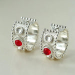 Tribal Totem Gemstone Gold Silver Hoop Earrings gembea jewelry
