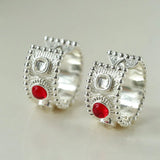 Tribal Totem Gemstone Gold Silver Hoop Earrings gembea jewelry