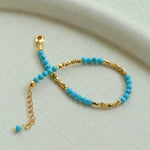 Turquoise Gold Bead Spacer Beaded Bracelet gembea jewelry