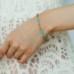 Turquoise Gold Bead Spacer Beaded Bracelet gembea jewelry