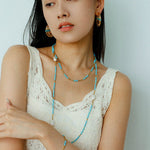 Turquoise Gold Bead Spacer Beaded Bracelet gembea jewelry