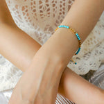 Turquoise Gold Bead Spacer Beaded Bracelet gembea jewelry