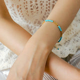Turquoise Gold Bead Spacer Beaded Bracelet gembea jewelry