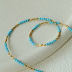 Turquoise Gold Bead Spacer Beaded Necklace gembea jewelry