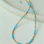 Turquoise Gold Bead Spacer Beaded Necklace gembea jewelry