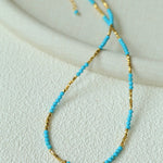 Turquoise Gold Bead Spacer Beaded Necklace gembea jewelry