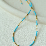 Turquoise Gold Bead Spacer Beaded Necklace gembea jewelry