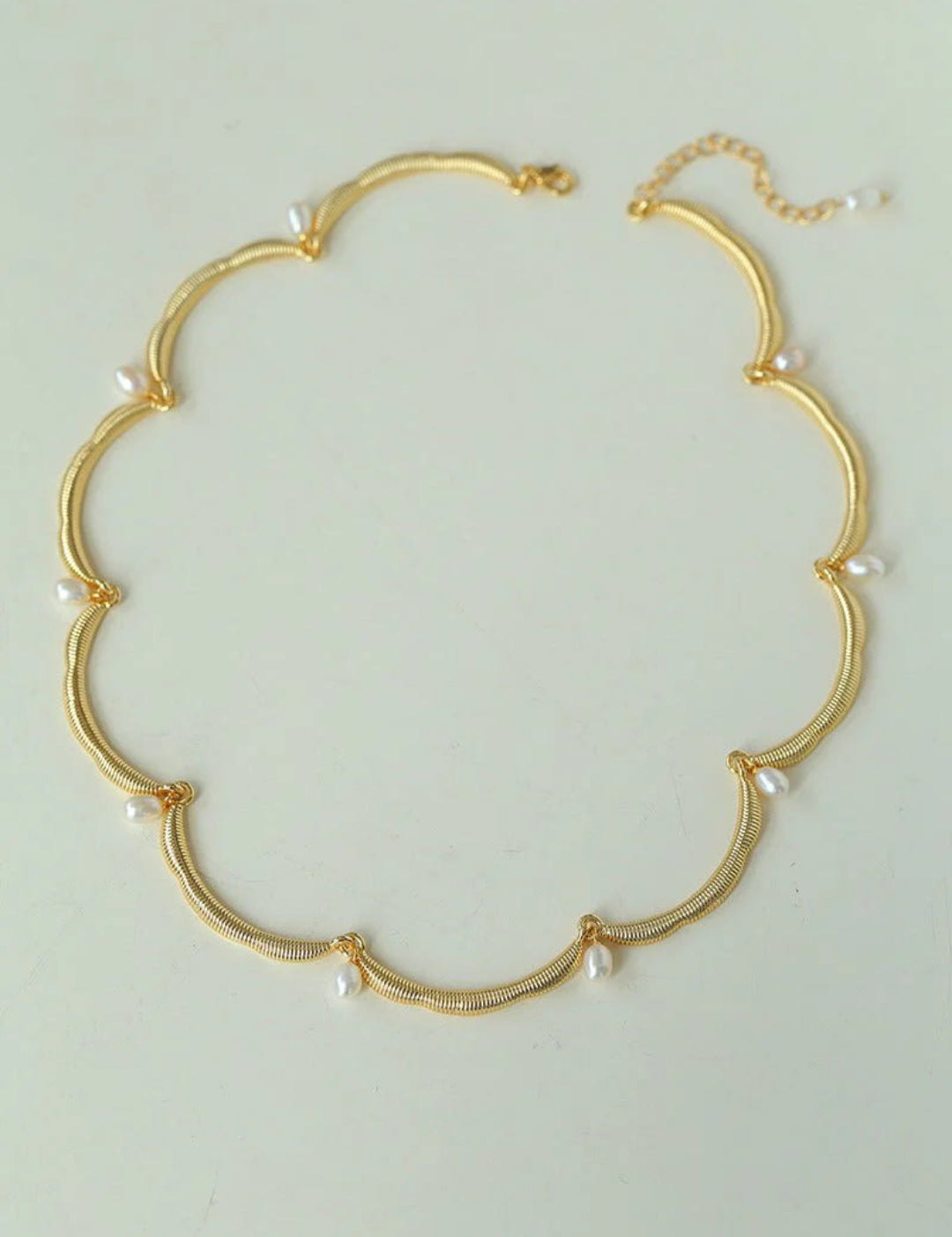 Lace-trimmed Pearl Necklace-Gembea jewelry
