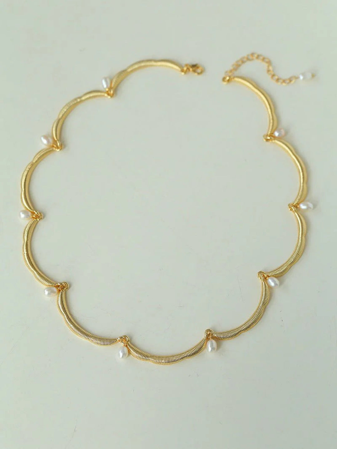 Lace-trimmed Pearl Necklace-Gembea jewelry