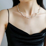Lace-trimmed Pearl Necklace-Gembea jewelry