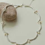 Lace-trimmed Pearl Necklace-Gembea jewelry