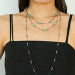 Green Strawberry Quartz Beaded Wax Cord Necklace-Gembea Jewelry