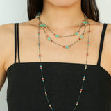 Long Tourmaline Wax Cord Necklace-Gembea Jewelry