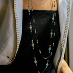 Long Tourmaline Wax Cord Necklace-Gembea Jewelry