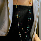 Long Tourmaline Wax Cord Necklace-Gembea Jewelry