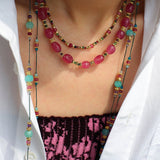 Long Tourmaline Wax Cord Necklace-Gembea Jewelry