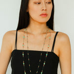 Long Tourmaline Wax Cord Necklace-Gembea Jewelry