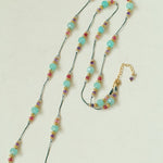 Green Strawberry Quartz Beaded Wax Cord Necklace-Gembea Jewelry