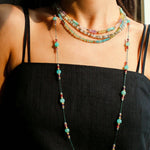 Green Strawberry Quartz Beaded Wax Cord Necklace-Gembea Jewelry