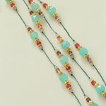 Green Strawberry Quartz Beaded Wax Cord Necklace-Gembea Jewelry