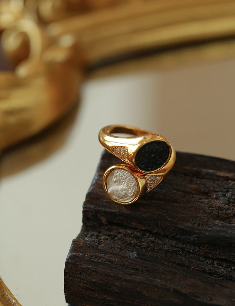 Style A Vintage Antique Coin Lion Bee Ring-Gembea Jewelry