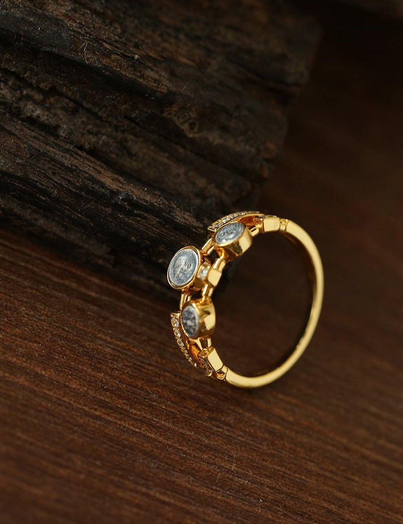 Style C Vintage Antique Three Silver Coins Ring