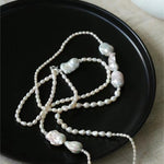 Vintage Elegant Natural Baroque Pearl Long Necklace gembea jewelry