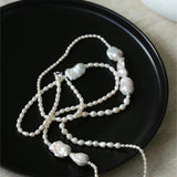 Vintage Elegant Natural Baroque Pearl Long Necklace gembea jewelry