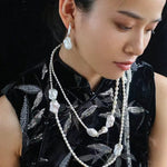 Vintage Elegant Natural Baroque Pearl Long Necklace gembea jewelry