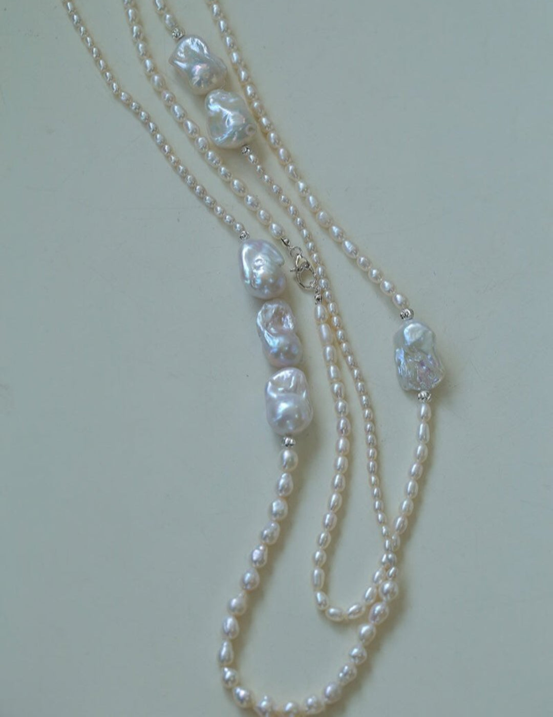 Vintage Elegant Natural Baroque Pearl Long Necklace gembea jewelry