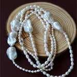 Vintage Elegant Natural Baroque Pearl Long Necklace gembea jewelry