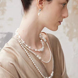 Vintage Elegant Natural Baroque Pearl Long Necklace gembea jewelry