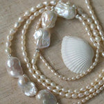 Vintage Elegant Natural Baroque Pearl Long Necklace gembea jewelry