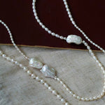 Vintage Elegant Natural Baroque Pearl Long Necklace gembea jewelry