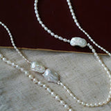 Vintage Elegant Natural Baroque Pearl Long Necklace gembea jewelry