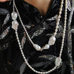 Vintage Elegant Natural Baroque Pearl Long Necklace gembea jewelry