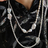 Vintage Elegant Natural Baroque Pearl Long Necklace gembea jewelry