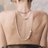 Vintage Elegant Natural Baroque Pearl Long Necklace gembea jewelry