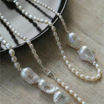 Vintage Elegant Natural Baroque Pearl Long Necklace gembea jewelry