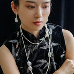 Vintage Elegant Natural Baroque Pearl Long Necklace gembea jewelry
