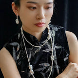 Vintage Elegant Natural Baroque Pearl Long Necklace gembea jewelry