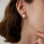 Simple Oval Freshwater Pearl Stud Earrings