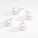 Simple Oval Freshwater Pearl Stud Earrings