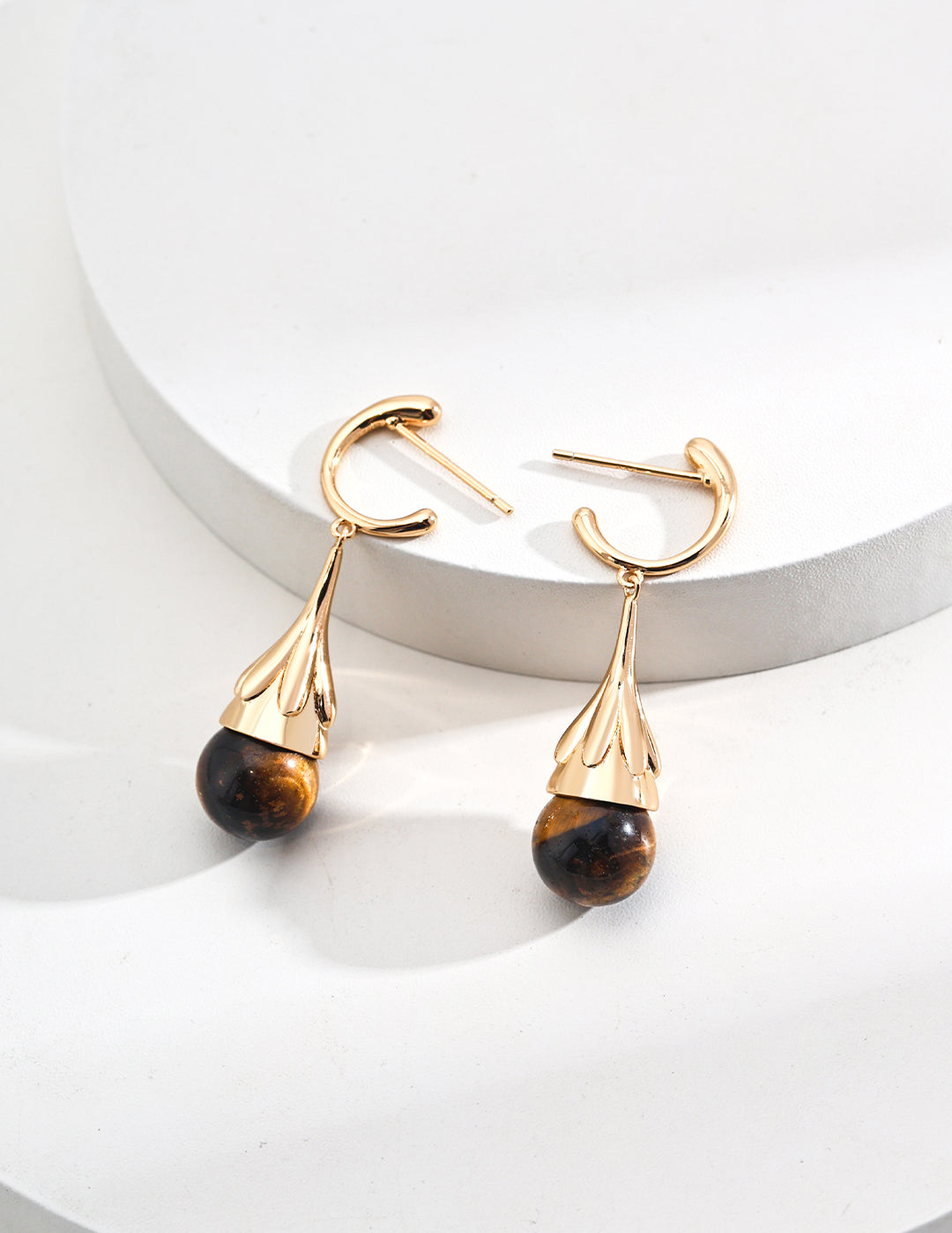 Drop-Shaped Tiger's Eye Earrings