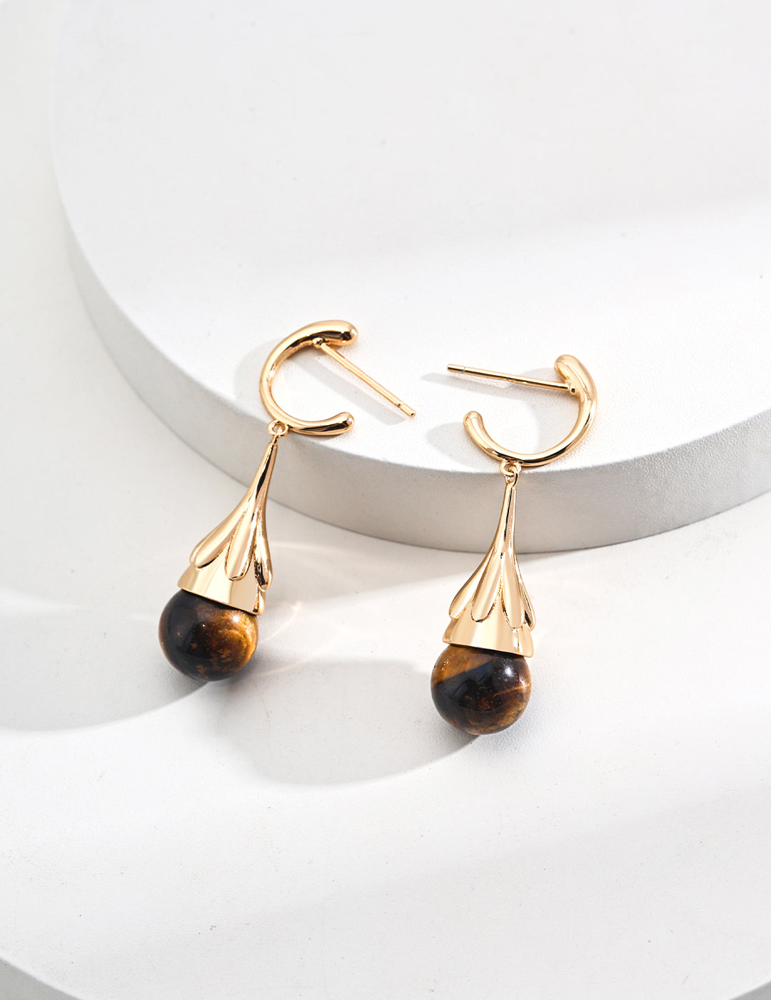 Drop-Shaped Tiger's Eye Earrings