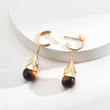 Drop-Shaped Tiger's Eye Earrings