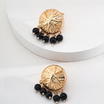 Vintage Mystical Style Pure Black Agate Earrings