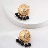 Vintage Mystical Style Pure Black Agate Earrings