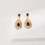 Water Drop Pendant Black Zircon Earrings