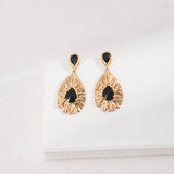 Water Drop Pendant Black Zircon Earrings